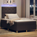 LED Box Spring Bed med madras Mørk Brun 120 x 190 cm Stof