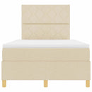 LED Box Spring Bed med madras Creme 120 x 190 cm Stof