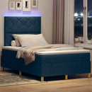 LED Box Spring Bed med madras Blå 120 x 190 cm Stof