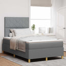 LED Box Spring Bed med madras Lysegrå 120 x 200 cm Stof