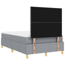 LED Box Spring Bed med madras Lysegrå 120 x 200 cm Stof