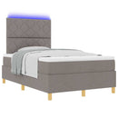 LED Box Spring Bed med hovedgærde Gråbrun 120 x 200 cm Stof