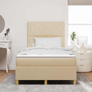 LED Box Spring Bed med madras Creme 120 x 200 cm Stof