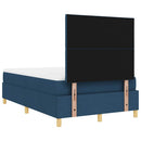 LED Box Spring Bed med madras Blå 120 x 200 cm Stof