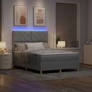 LED Box Spring Bed med hovedgærde Lysegrå 140 x 190 cm Stof