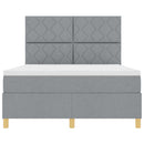 LED Box Spring Bed med hovedgærde Lysegrå 140 x 190 cm Stof