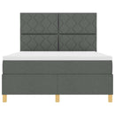 LED Box Spring Bed med hovedgærde Mørkegrå 140 x 190 cm Stof