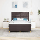 LED Box Spring Bed med madras Mørk Brun 140 x 190 cm Stof