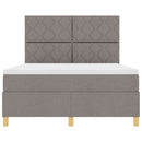 LED Box Spring Bed med hovedgærde Gråbrun 140 x 190 cm Stof