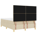 LED Box Spring Bed med hovedgærde Creme 140 x 190 cm Stof