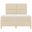 LED Box Spring Bed med hovedgærde Creme 140 x 190 cm Stof