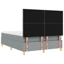 LED Box Spring Bed med hovedgærde Lysegrå 140 x 200 cm Stof