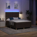 LED Box Spring Bed med hovedgærde Mørk Brun 140 x 200 cm Stof