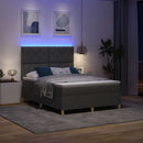 LED Box Spring Bed med hovedgærde Mørkegrå 160 x 200 cm Stof