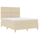 LED Box Spring Bed med hovedgærde Creme 160 x 200 cm Stof