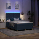 LED Box Spring Bed med hovedgærde Blå 160 x 200 cm Stof