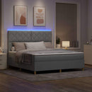 LED Box Spring Bed med hovedgærde Lysegrå 180 x 200 cm Stof