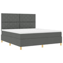 LED Box Spring Bed med hovedgærde Mørkegrå 180 x 200 cm Stof