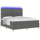 LED Box Spring Bed med hovedgærde Mørkegrå 180 x 200 cm Stof