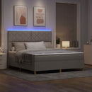 LED Box Spring Bed med hovedgærde Gråbrun 180 x 200 cm Stof