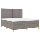 LED Box Spring Bed med hovedgærde Gråbrun 180 x 200 cm Stof