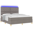 LED Box Spring Bed med hovedgærde Gråbrun 180 x 200 cm Stof