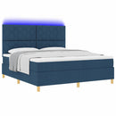 LED Box Spring Bed med hovedgærde Blå 180 x 200 cm Stof