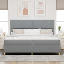 LED Box Spring Bed med madras Lysegrå 200 x 200 cm Stof