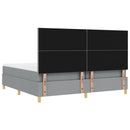 LED Box Spring Bed med madras Lysegrå 200 x 200 cm Stof