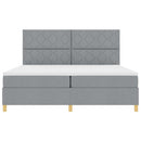 LED Box Spring Bed med madras Lysegrå 200 x 200 cm Stof