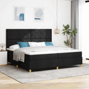 LED Box Spring Bed med madras Sort 200 x 200 cm Stof