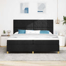LED Box Spring Bed med madras Sort 200 x 200 cm Stof
