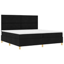 LED Box Spring Bed med madras Sort 200 x 200 cm Stof