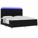 LED Box Spring Bed med madras Sort 200 x 200 cm Stof