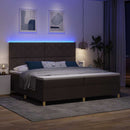LED Box Spring Bed med madras Mørk Brun 200 x 200 cm Stof