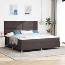 LED Box Spring Bed med madras Mørk Brun 200 x 200 cm Stof