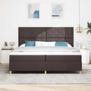 LED Box Spring Bed med madras Mørk Brun 200 x 200 cm Stof
