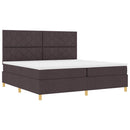 LED Box Spring Bed med madras Mørk Brun 200 x 200 cm Stof
