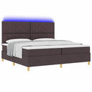 LED Box Spring Bed med madras Mørk Brun 200 x 200 cm Stof
