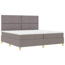 LED Box Spring Bed med hovedgærde Gråbrun 200 x 200 cm Stof