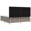 LED Box Spring Bed med hovedgærde Gråbrun 200 x 200 cm Stof