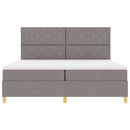 LED Box Spring Bed med hovedgærde Gråbrun 200 x 200 cm Stof