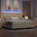 LED Box Spring Bed med madras Creme 200 x 200 cm Stof
