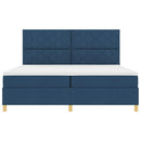 LED Box Spring Bed med madras Blå 200 x 200 cm Stof