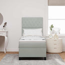 LED Box Spring Bed med madras Lysegrå 80 x 200 cm Stof