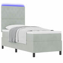 LED Box Spring Bed med madras Lysegrå 80 x 200 cm Stof