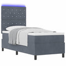 LED Box Spring Bed med madras Mørkegrå 80 x 200 cm Stof