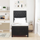 LED Box Spring Bed med madras Sort 80 x 200 cm Fløjl