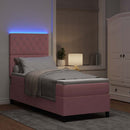 LED Box Spring Bed med madras Lyserød 80 x 200 cm Fløjl