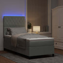 LED Box Spring Bed med madras Lysegrå 90 x 190 cm Stof